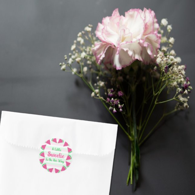 Sticker Rond Baby shower de pastèque doux (Créateur téléchargé)