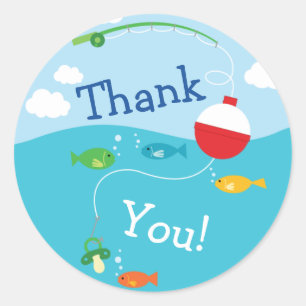 Sticker Rond Baby shower de pêche à thème pour les pêcheurs