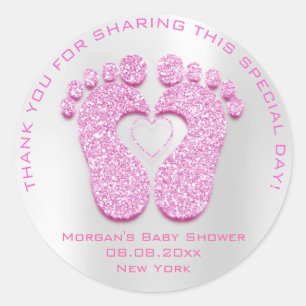 Sticker Rond Baby shower de pieds coeur Favoriser Cadeau Remerc