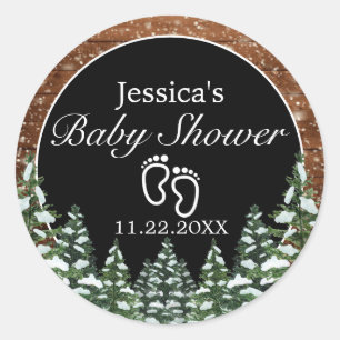 Sticker Rond Baby shower de pin noir et blanc