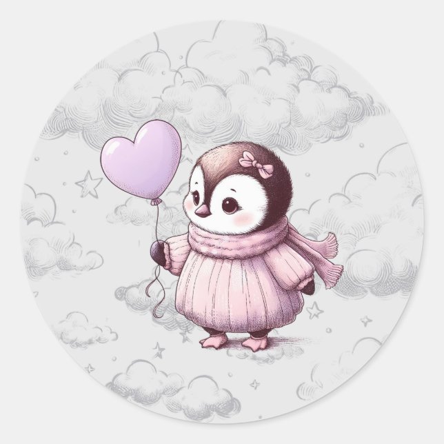 Sticker Rond Baby shower de pingouin (Devant)