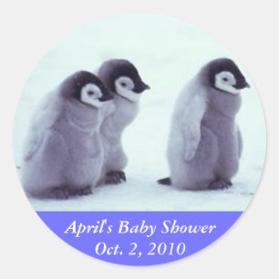 Sticker Rond Baby shower de pingouin