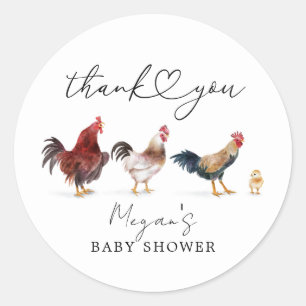 Sticker Rond Baby shower de poulet rustique Favoriser