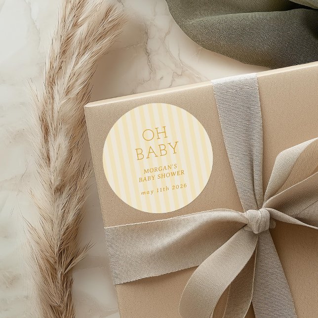 Sticker Rond Baby shower de poussette de bébé mignonne Preppy (Créateur téléchargé)