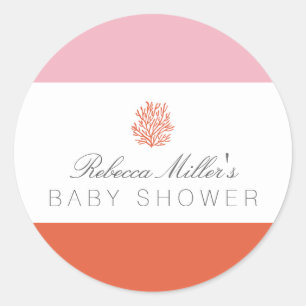 Sticker Rond Baby shower de récif coralien