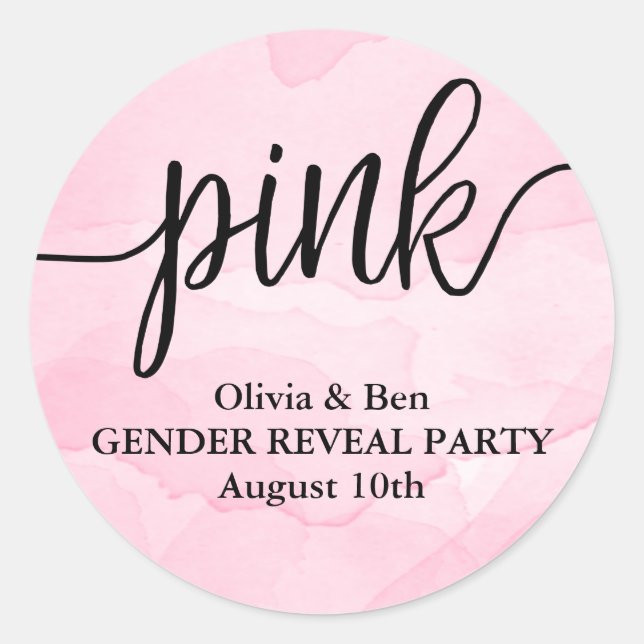 Sticker Rond Baby shower de révélation de genre rose (Devant)