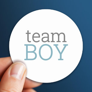 Sticker Rond Baby shower de révélation de genre - Team Blue Boy