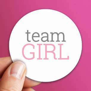 Sticker Rond Baby shower de révélation de genre - Team Pink Gir