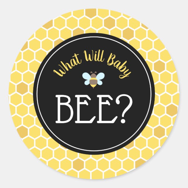 Sticker Rond Baby shower de révélation du genre abeille (Devant)