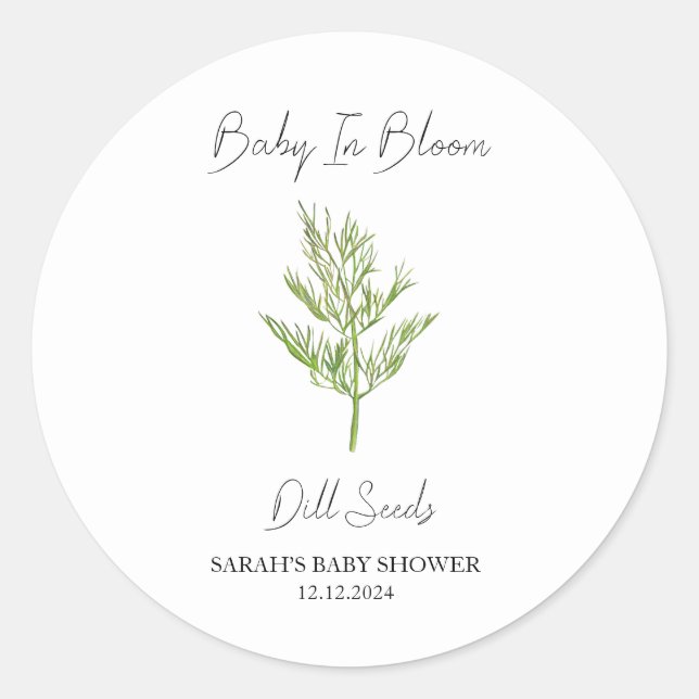 Sticker Rond Baby shower de semences de bébé dans Bloom l Dill (Devant)