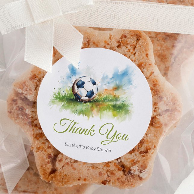 Sticker Rond Baby shower de soccer aquarelle (Créateur téléchargé)