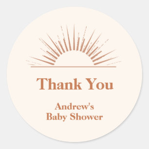 Sticker Rond Baby shower de soleil minimaliste Boho Arch