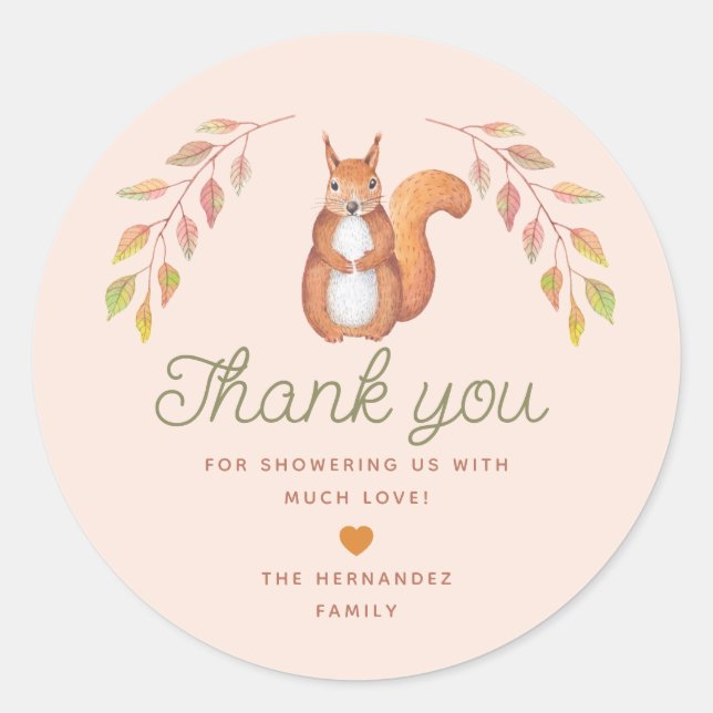 Sticker Rond Baby shower de thème de chute symétrique aquarelle (Devant)