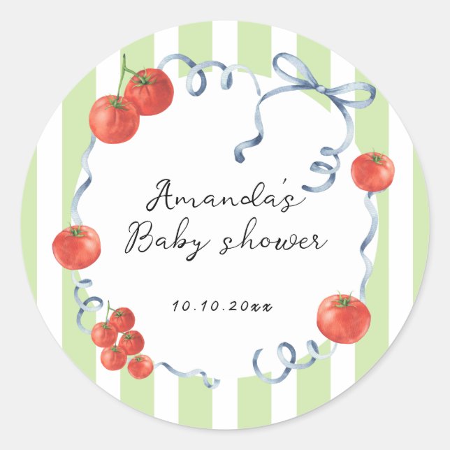 Sticker Rond Baby shower de tomate aquarelle (Devant)