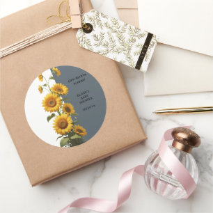 Sticker Rond Baby shower de tournesol bleu