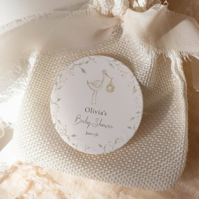 Sticker Rond Baby shower de verdure cigogne (Créateur téléchargé)