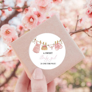 Sticker Rond Baby shower de vêtements Bohême pour fille rose