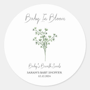 Sticker Rond Baby shower des graines de la respiration du bébé 