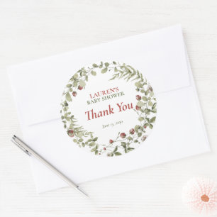 Sticker Rond Baby shower d'été fleur sauvage Merci 