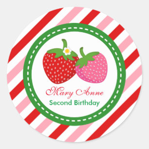 Sticker Rond Baby shower d'été fraise