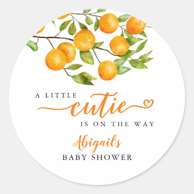Sticker Rond Baby shower d'été Little Cutie Favoriser (Devant)