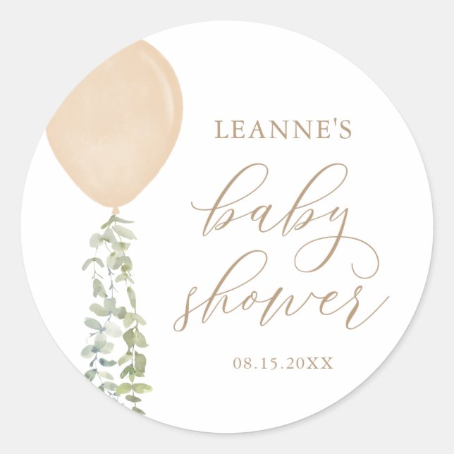 Sticker Rond Baby shower d'Eucalyptus à bulle d'or (Devant)