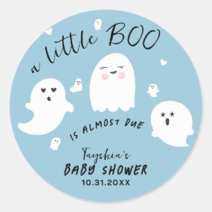 Sticker Rond Baby shower d'Halloween Ghost Little Boo Boo Boy