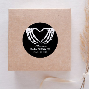 Sticker Rond Baby shower d'Halloween squelette