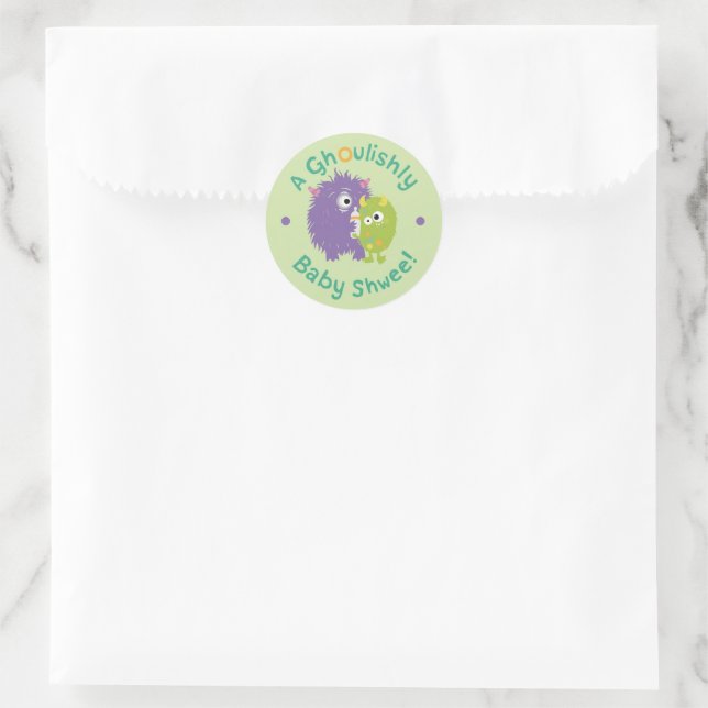 Sticker Rond Baby shower D'Halloween Un Bon Moment (Sac)