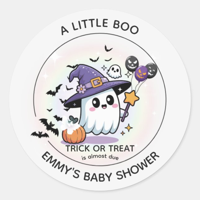 Sticker rond Baby shower d'Halloween - Un Petit Bo (Devant)