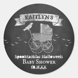 Sticker Rond Baby shower d'Halloween vintage
