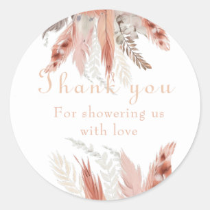 Sticker Rond Baby shower d'herbe Chic Pampas