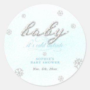 Sticker Rond Baby shower d'hiver de la Parties scintillant en p