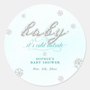 Sticker Rond Baby shower d'hiver de la Parties scintillant en p