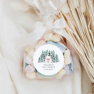 Sticker Rond Baby shower d'hiver de l'ours polaire