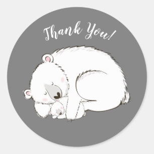 Sticker Rond Baby shower d'hiver de l'ours polaire
