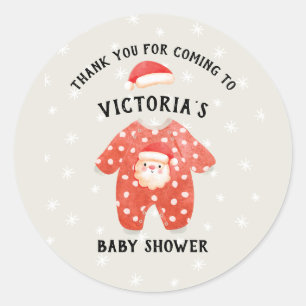 Sticker Rond Baby shower d'hiver père Noël Baby Christmas