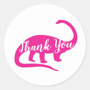 Sticker Rond Baby shower Dinosaur rose