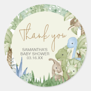 Sticker Rond Baby shower Dinosaur verdoyant