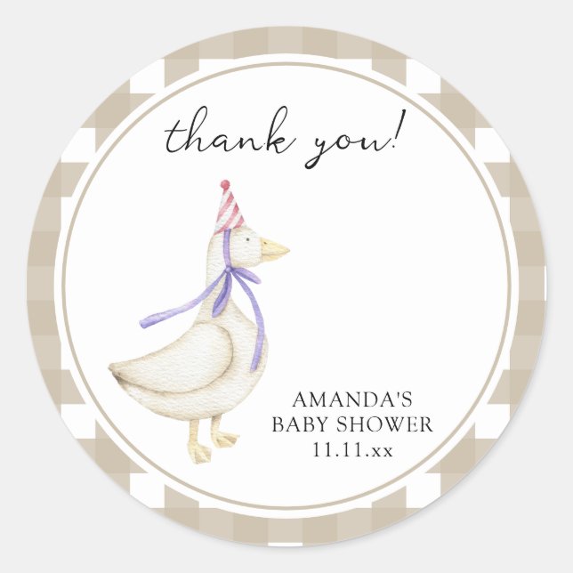 Sticker Rond Baby shower d'oie (Devant)