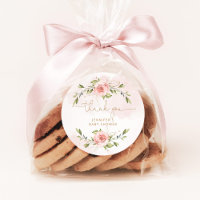 Baby shower d'or floral rose vif merci
