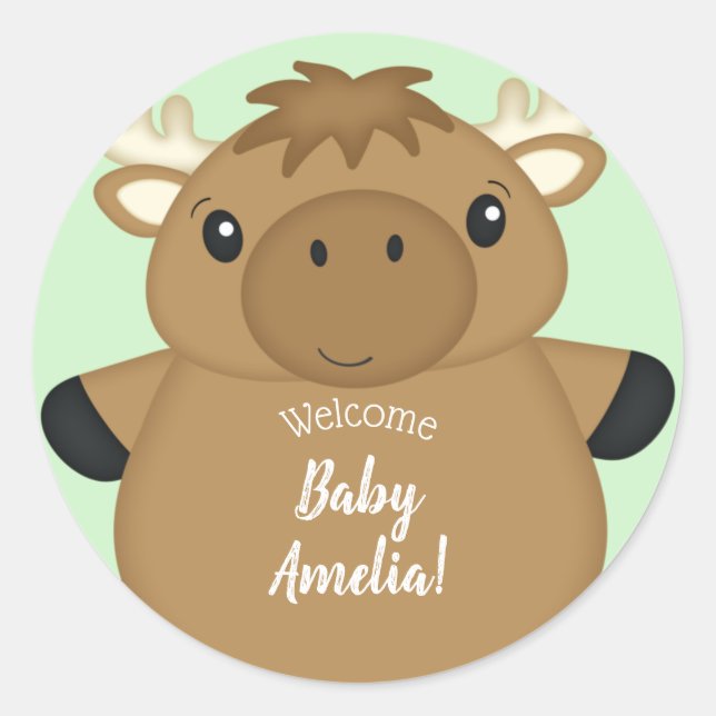 Sticker Rond Baby shower d'orignal (Devant)