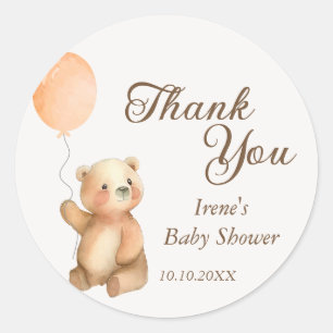 Sticker Rond Baby shower d'ours en peluche d'attente mignon