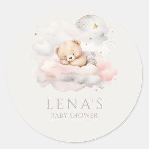 Sticker Rond Baby shower d'ours en peluche mignon