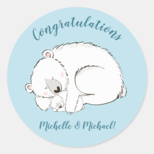 Sticker Rond Baby shower d'ours polaire