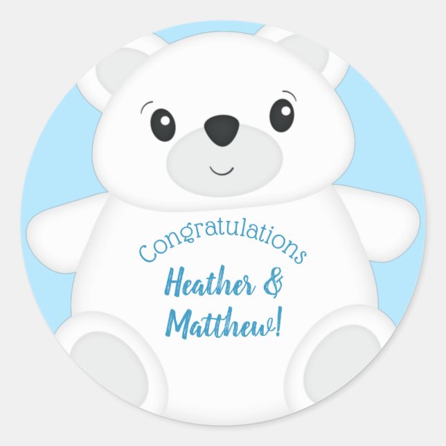 Sticker Rond Baby shower d'ours polaire (Devant)