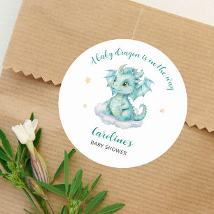 Sticker Rond Baby-Shower Dragon Mignon