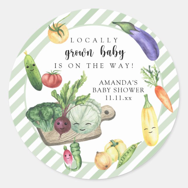 Sticker Rond Baby shower du marché des producteurs de bébés cul (Devant)