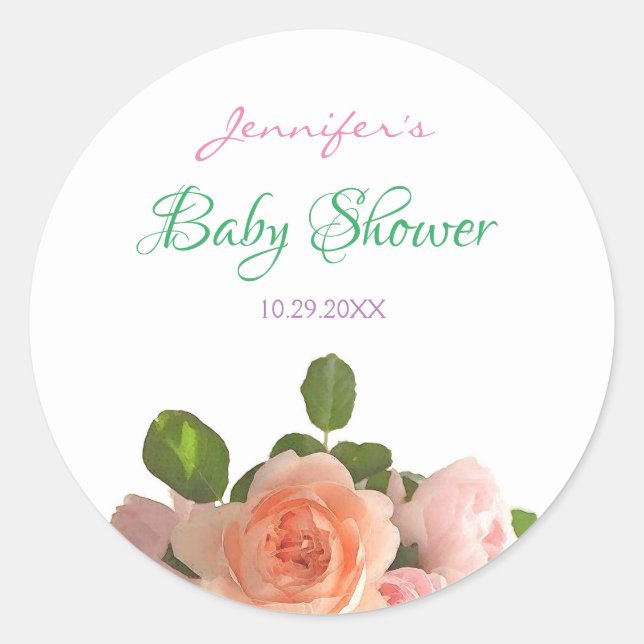 Sticker Rond Baby shower Élégant Aquarelle manuscrite Florale (Devant)