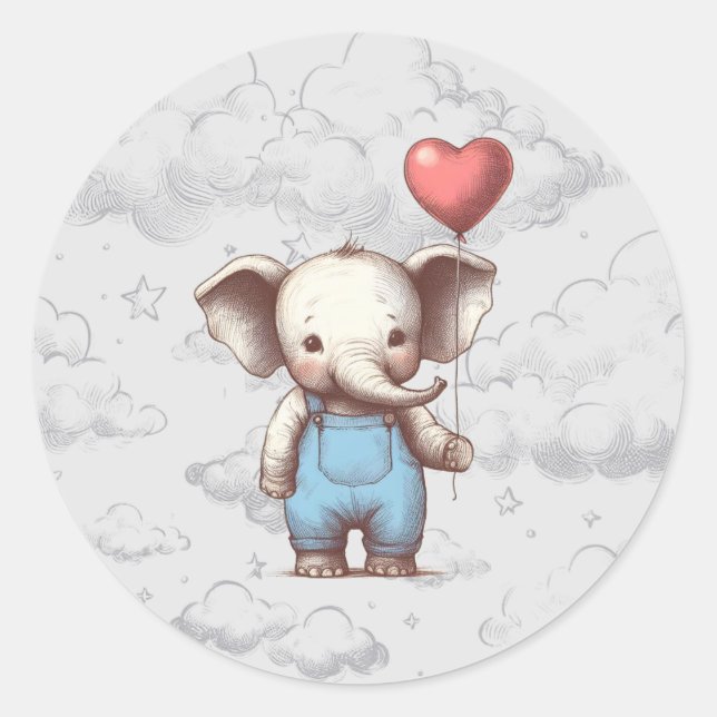 Sticker Rond Baby shower éléphant (Devant)